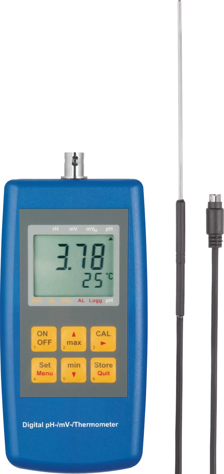 For pH, redox, and conductivity Portable digital measuring device