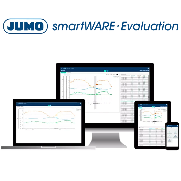 Software for evaluating and visualizing the measurement data recorded by JUMO variTRON JUMO smartWARE Evaluation