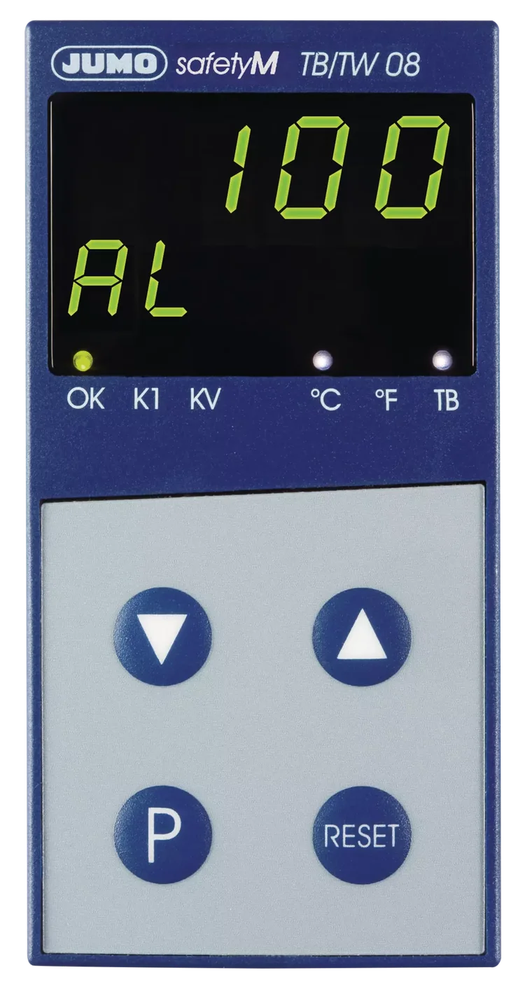 Temperature limiter/monitor according to DIN EN 14597 JUMO safetyM TB/TW08