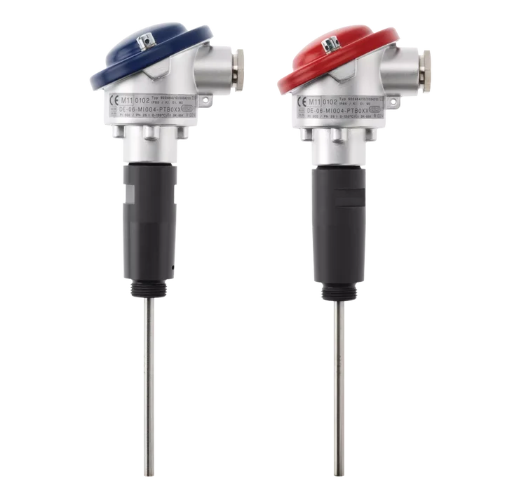 Push-in RTD temperature probes for combined cold and heat meters with terminal head for thermowells (type PL) JUMO HEATtemp