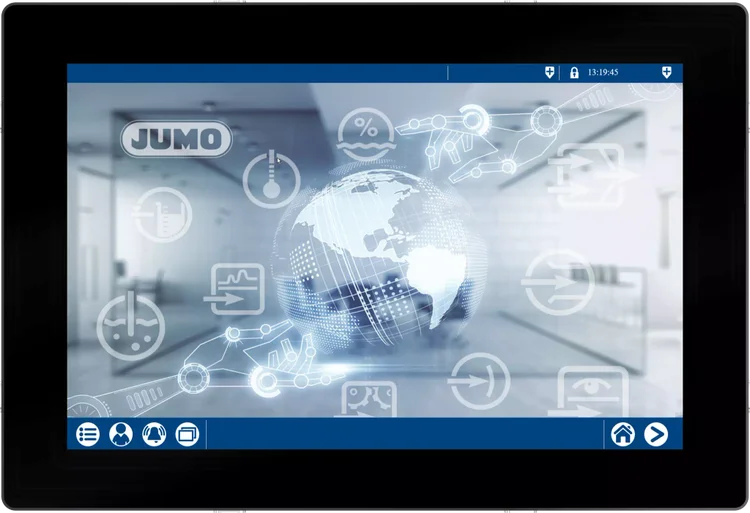 Touch panel with integrated central processing unit for the automation system JUMO variTRON 500 touch