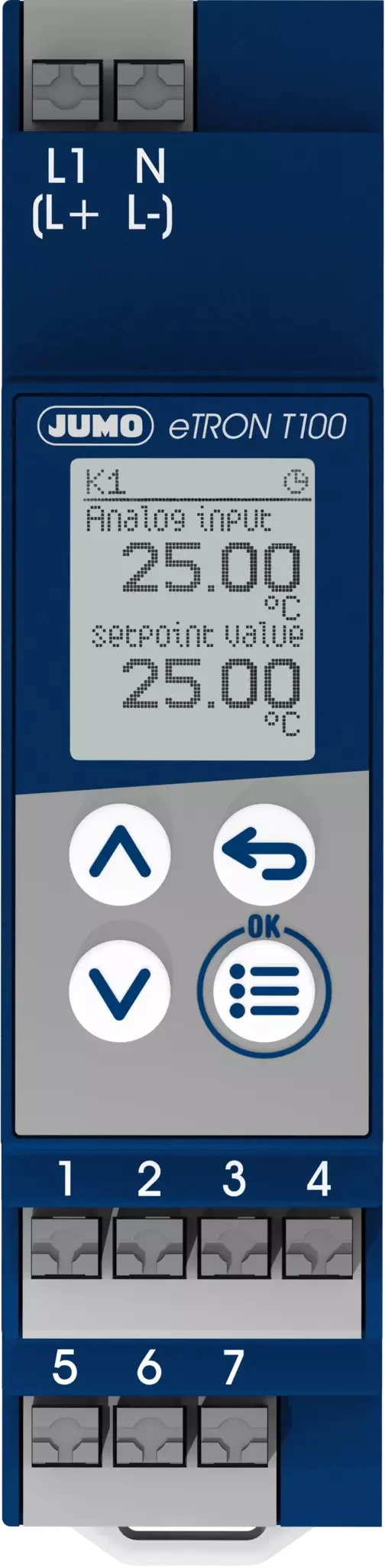 Electronic thermostat with optional PID two-state controller function JUMO eTRON T100