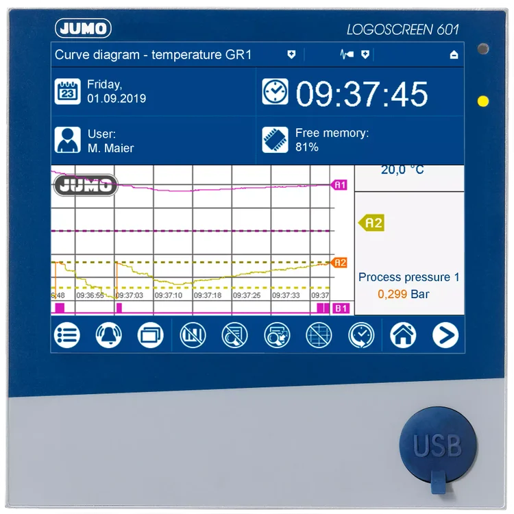Paperless recorder with touchscreen JUMO LOGOSCREEN 601